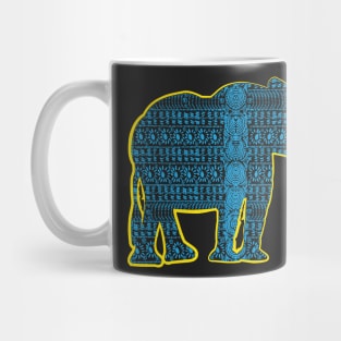 Blue Asian Elephant with Tribal pattern Mug